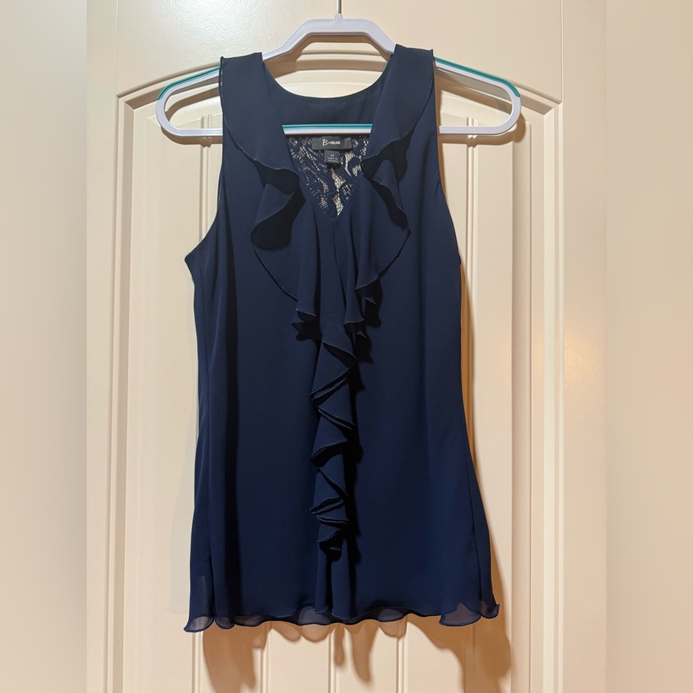 Bwear Navy Ruffle Blouse